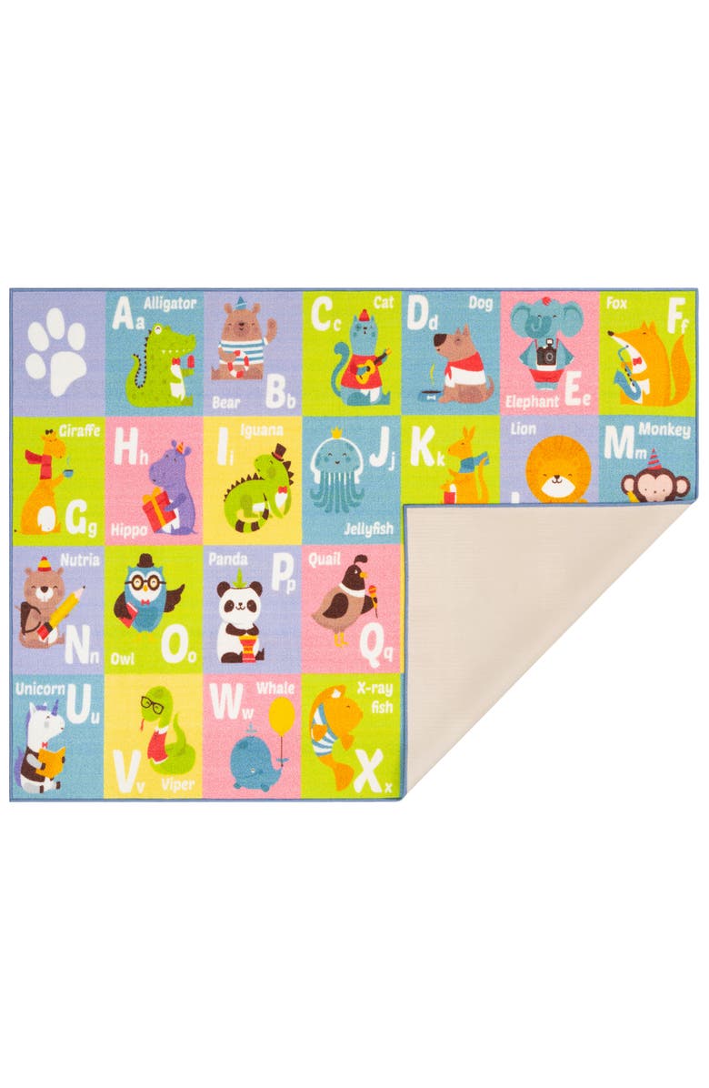KC Cubs Educational Rug ABC Alphabet Animal, 3x5' Playmat, Main, color, Multicolored