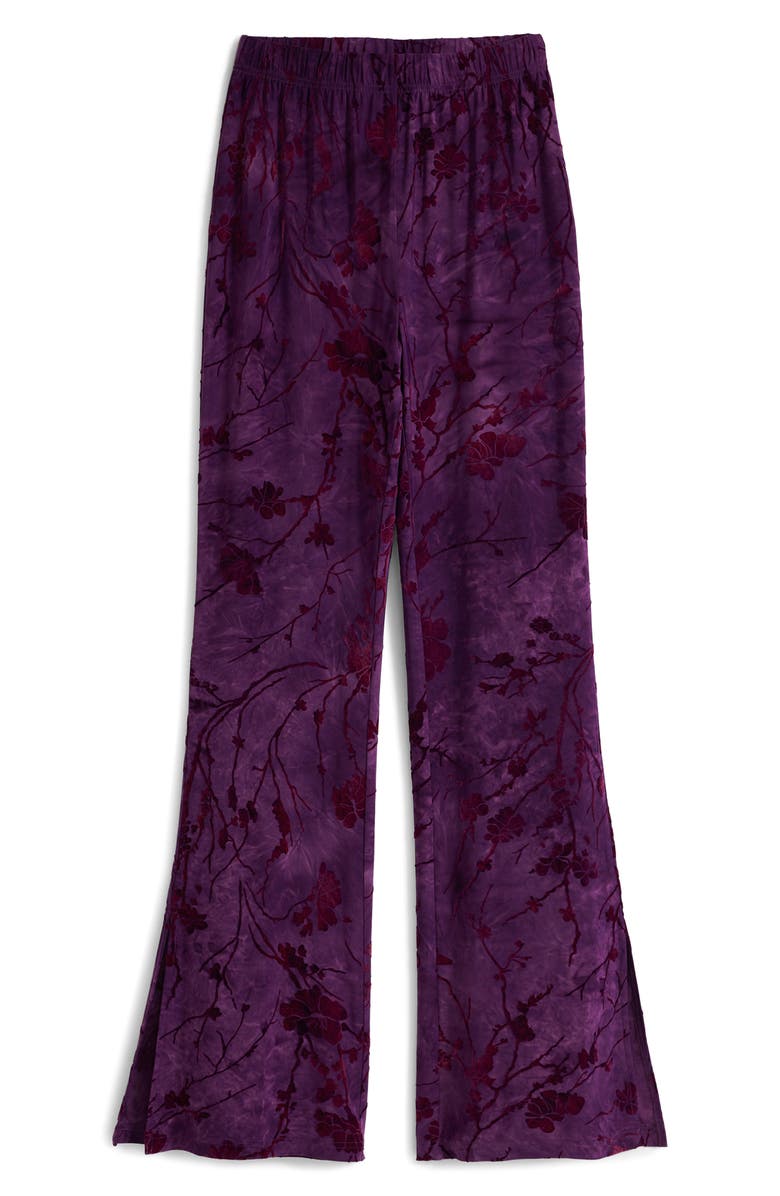 Desigual Floral Burnout Flare Pants, Alternate, color, Medium Purple