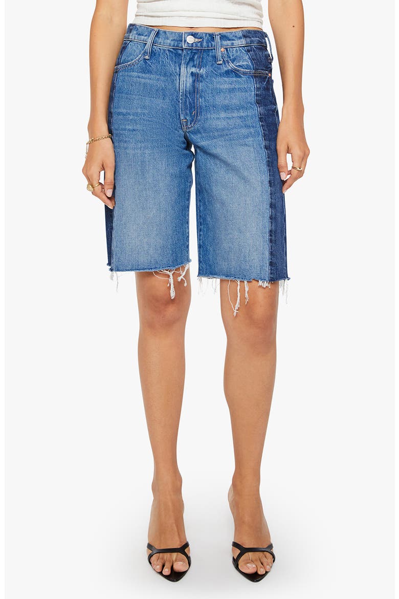 The Maven Frayed Denim Bermuda Shorts, Main, color, DOUBLE STACKED