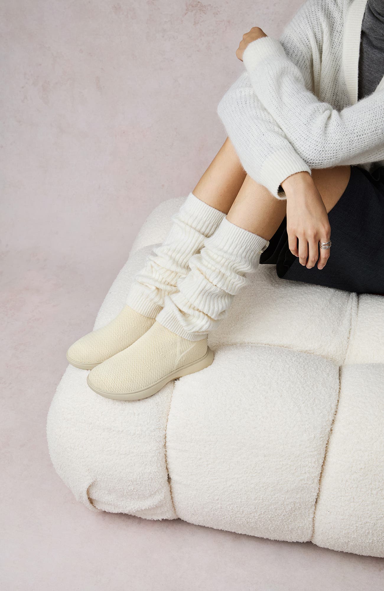 Round-Toe Slip-On Sneaker Boots, Alternate, color, Cream Jagged