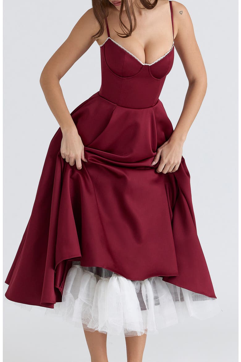 Mademoiselle Sweetheart Neck Satin Cocktail Dress, Alternate, color, WINE
