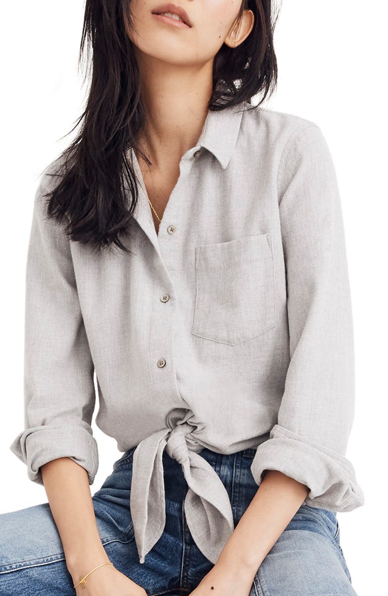 Madewell Flannel Tie-Front Shirt, Main, color,