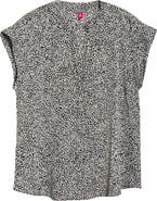 Vince Camuto Dot Print Split Neck Top