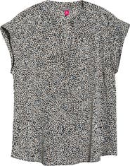 Vince Camuto Dot Print Split Neck Top