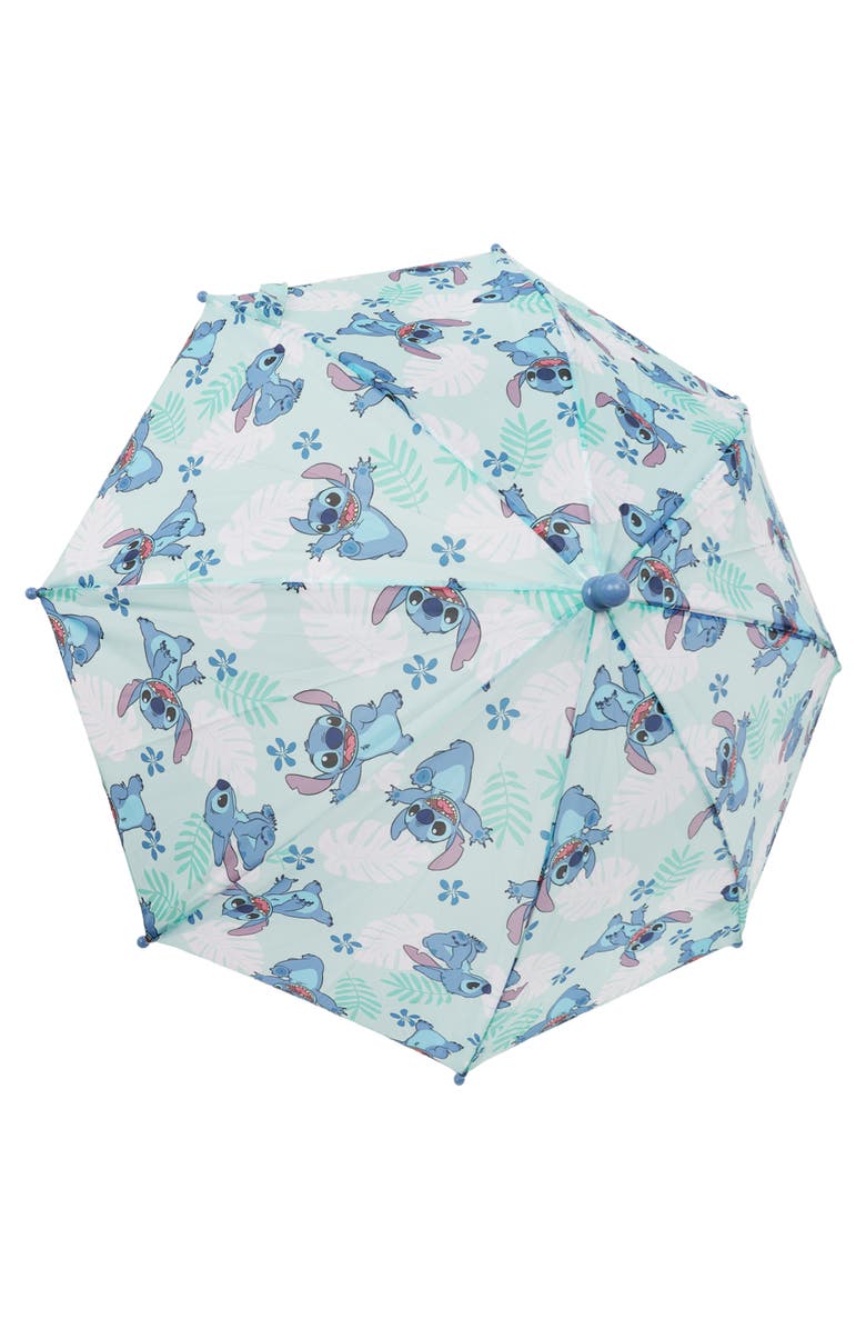 Disney Stitch Tropical Leaf Kids Umbrella, Alternate, color, Teal