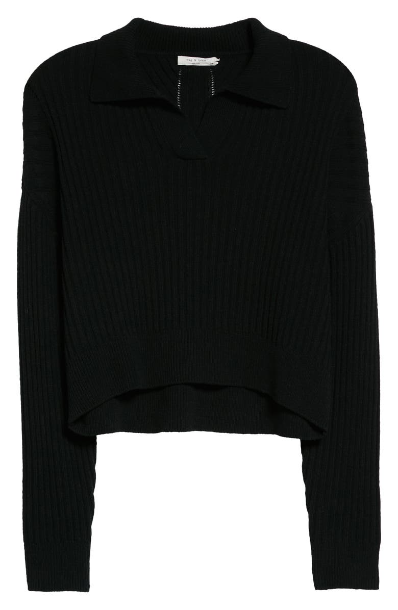 rag & bone Maxine Ribbed Merino Wool & Cotton Blend Polo Sweater, Alternate, color, 