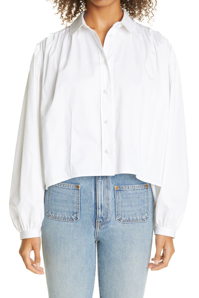 The Carolanne Crop Poplin Top, Main, color, WHITE