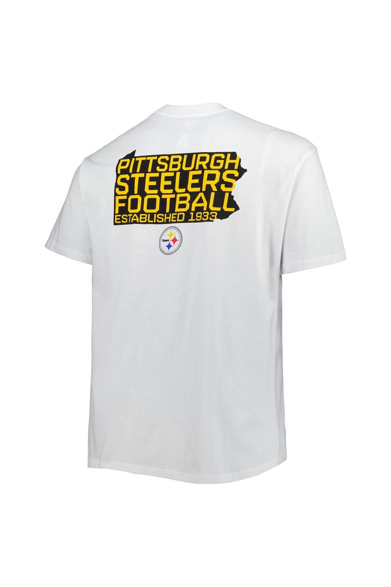 Men's Fanatics Branded White Pittsburgh Steelers Big & Tall Hometown Collection Hot Shot T-Shirt, Alternate, color, White