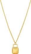 Adornia Engraved Initial Padlock Pendant Necklace