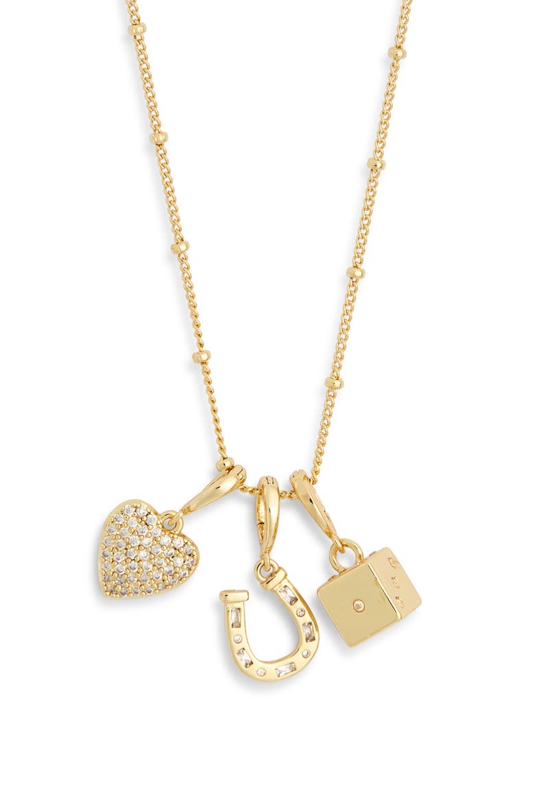 Luck & Love Charm Necklace, Alternate, color, CLEAR- GOLD