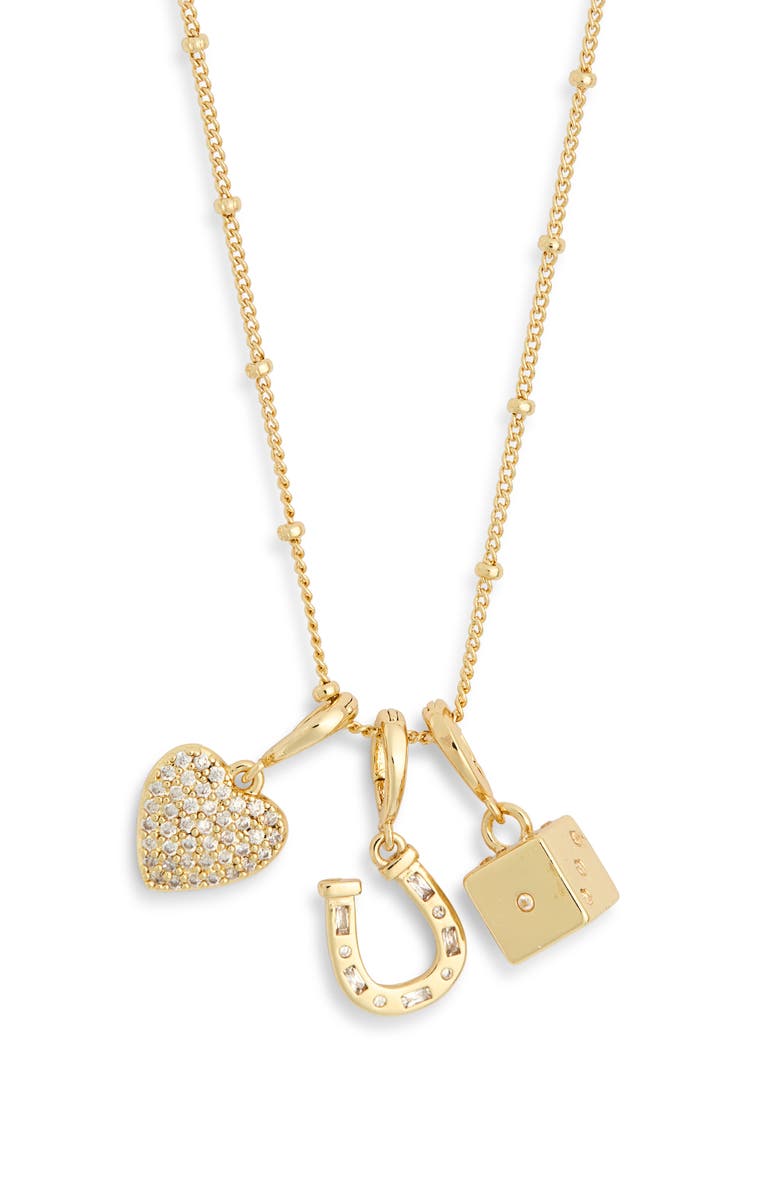 Leith Luck & Love Charm Necklace, Alternate, color, Clear- Gold