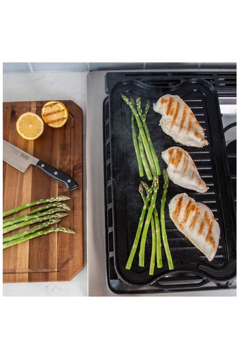 20-Inch Cast Iron Double Burner Reversible Griddle & Grill, Alternate, color, GREYDNU