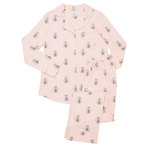The Cat's Pajamas Pima Knit Pajama Print Set In Pink