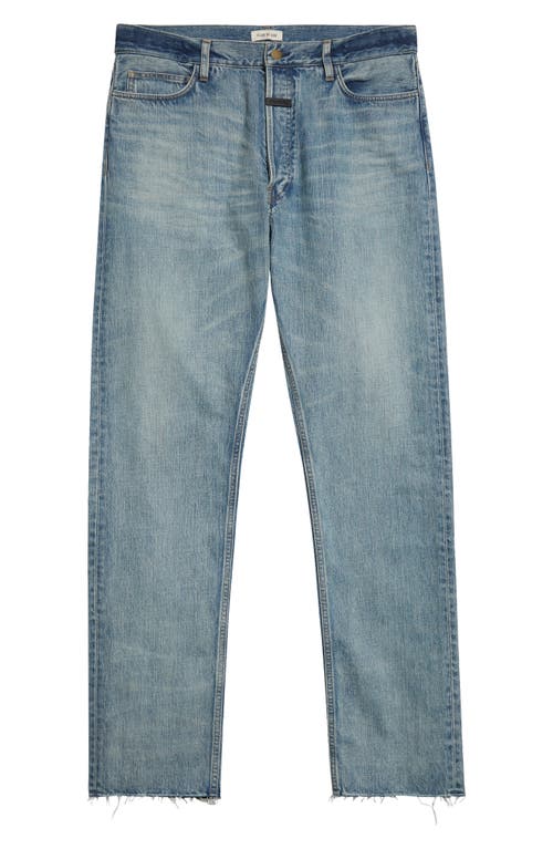 Fear Of God Five-pocket Raw Hem Straight Leg Jeans In Indigo 2