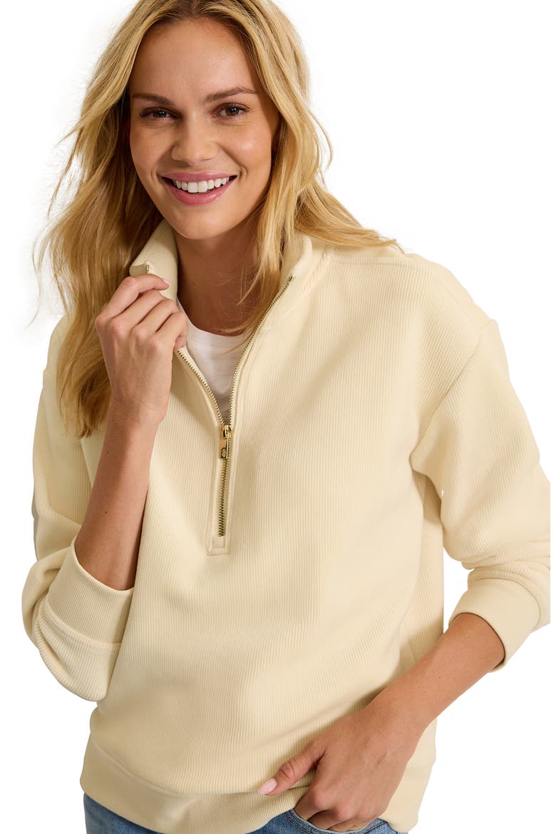 Cozy Cord Half Zip Sweatshirt, Alternate, color, VANILLA LATTE