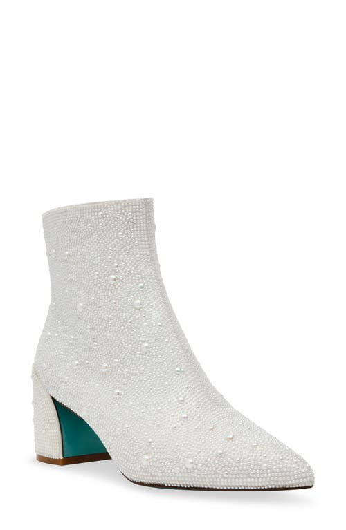 Betsey Johnson Corry Embellished Pointed Toe Bootie in Pearl 