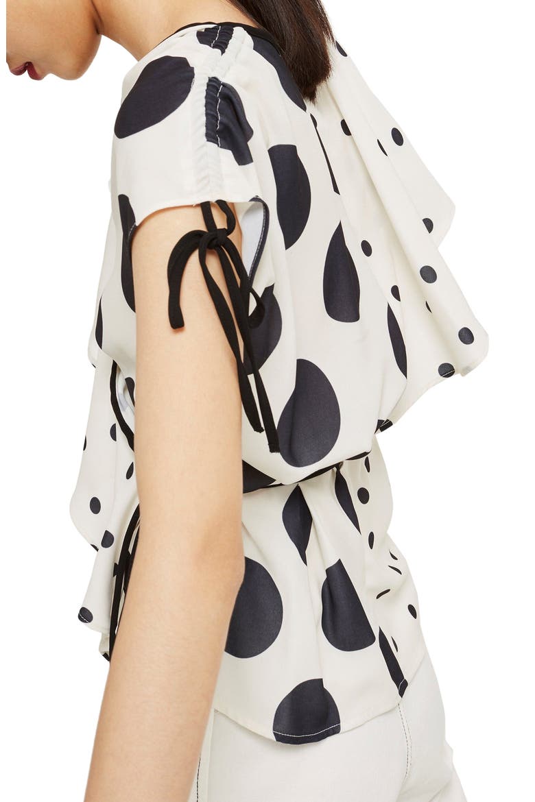 Mix Spotted Wrap Top, Alternate, color, IVORY MULTI