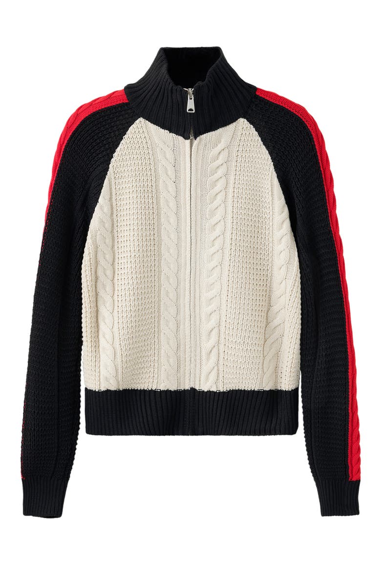 Alexia Braided Knit Zip Jacket, Alternate, color, SAND