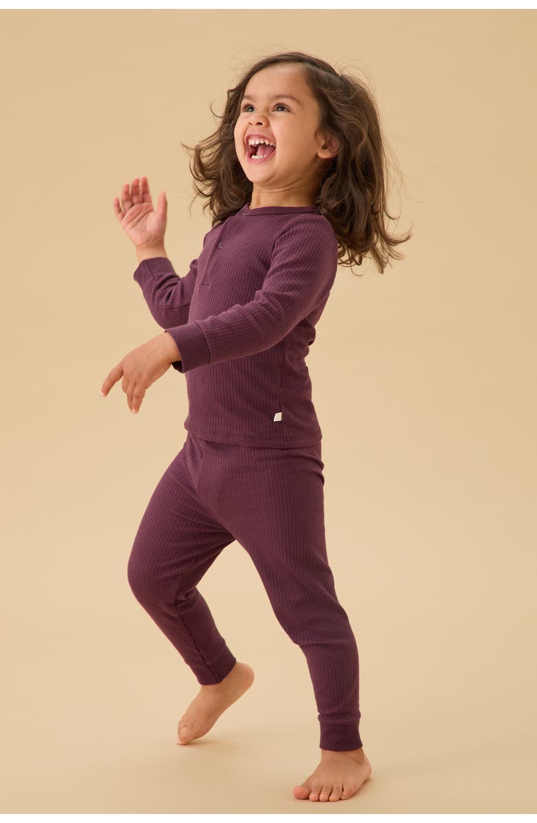 MORI Ribbed Pyjamas, Alternate, color, Berry