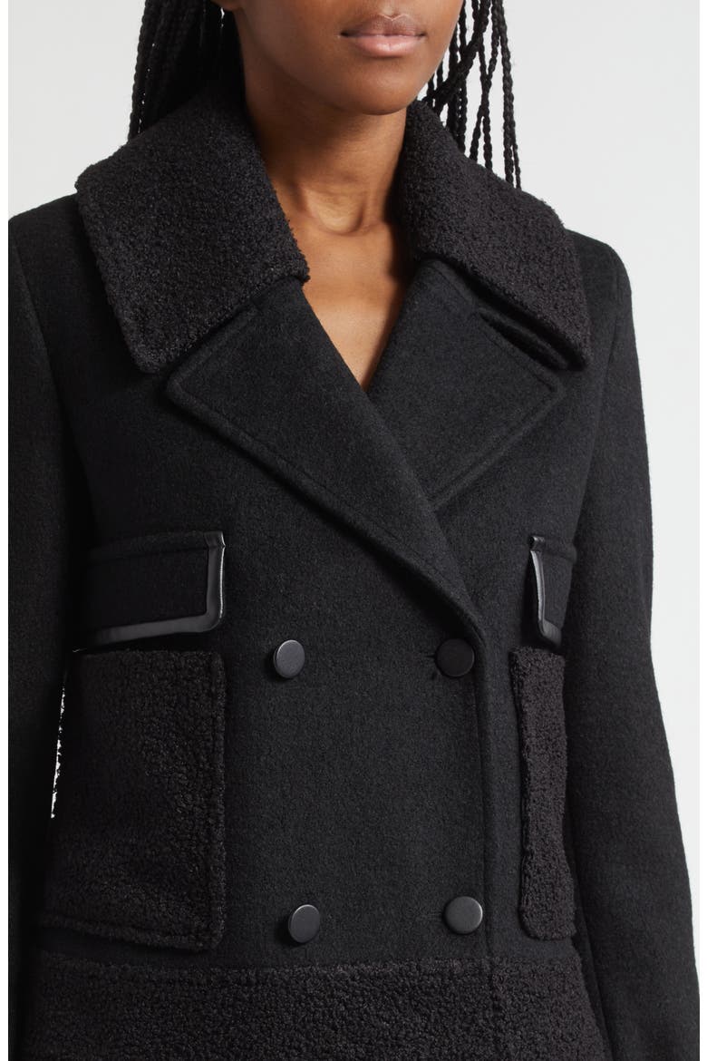 Double Breasted Bouclé Jacket, Alternate, color, SOLID BLACK