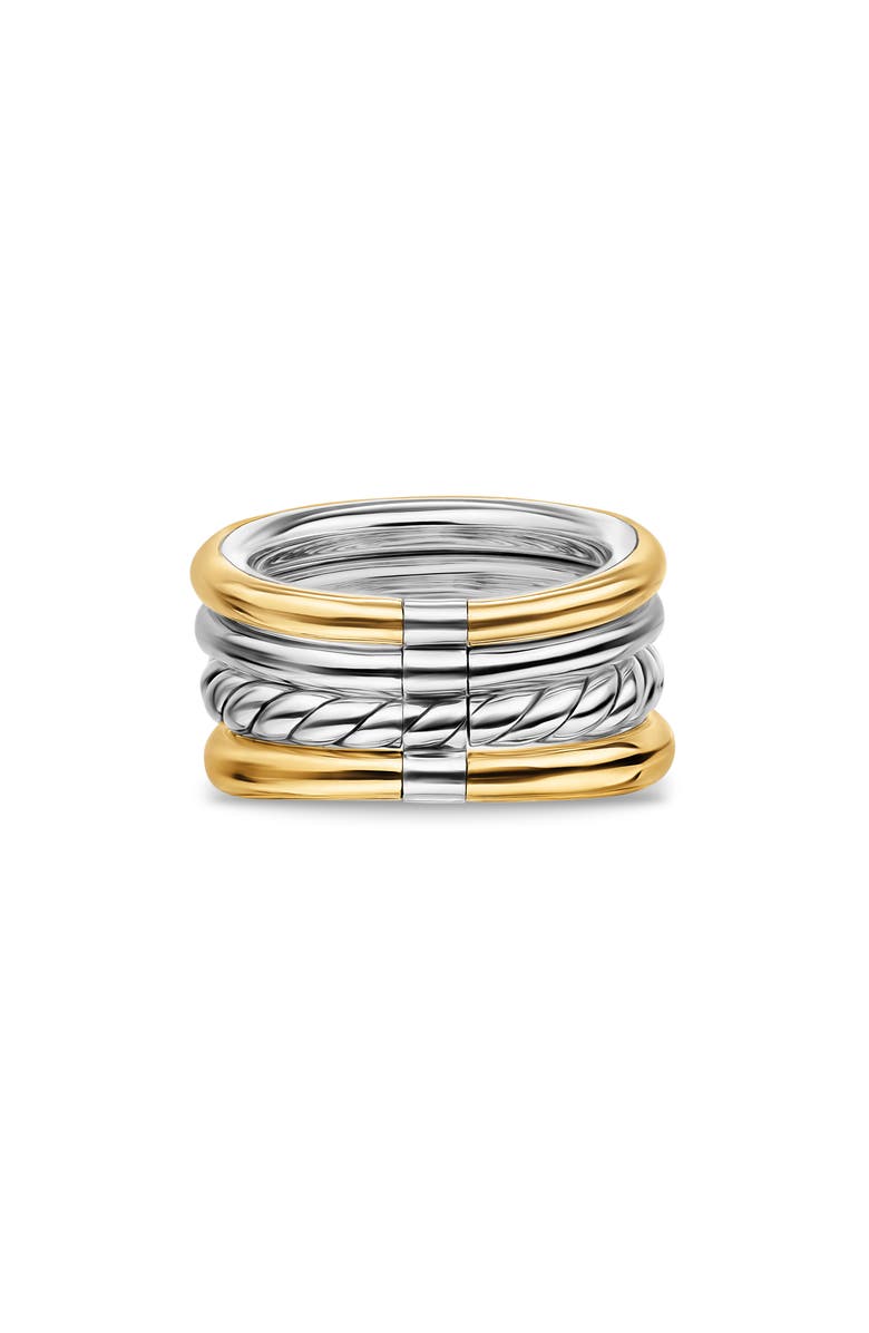 David Yurman DY Mercer<sup>®</sup> Four Row Stone Ring in Sterling Silver with 18K Yellow Gold, Sky Blue Topaz & Diamonds, 14mm, Alternate, color, Sky Blue Topaz