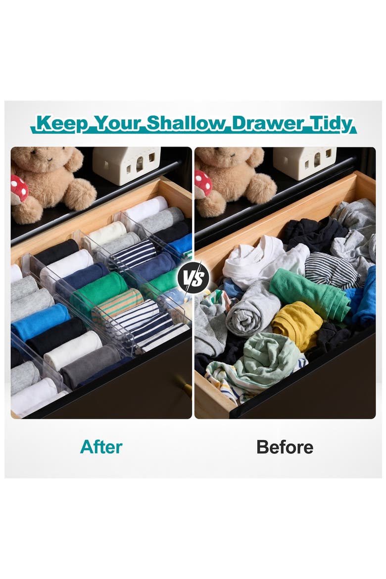 Set of 8 Adjustable Drawer Dividers, Alternate, color, NO COLOR