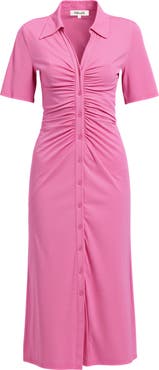 Diane von Furstenberg Zoey Short Sleeve Ruched Shirtdress