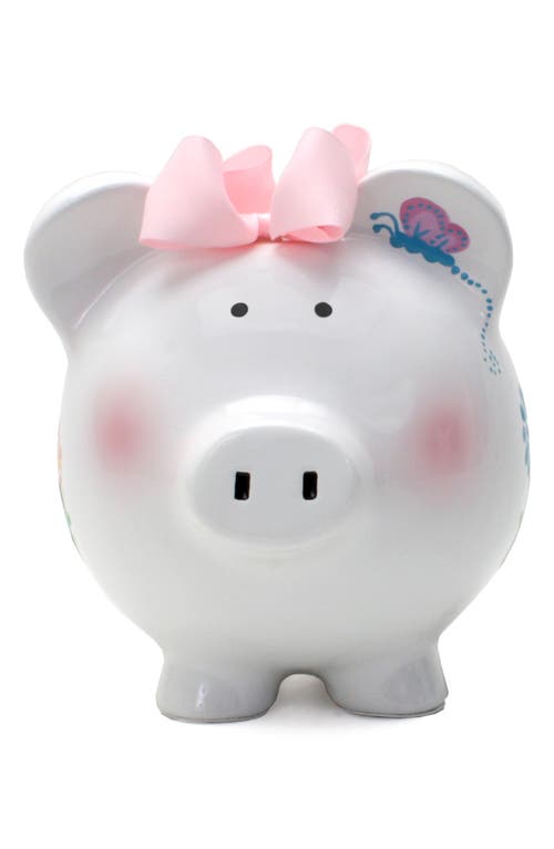 Child To Cherish Flutterfly Ceramic Piggy Bank In Gray