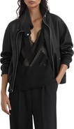 Reiss Cara Leather Bomber Jacket