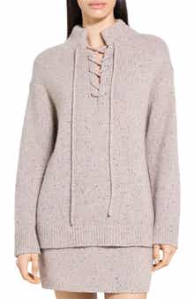 Theory Tie Neck Wool Blend Sweater