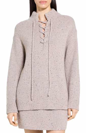 Tie Neck Wool Blend Sweater