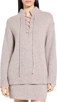 Theory Tie Neck Wool Blend Sweater