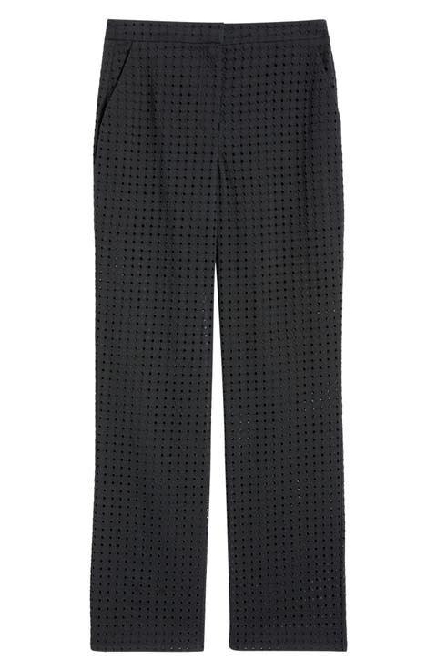 Eyelet Embroidered Cotton Pants