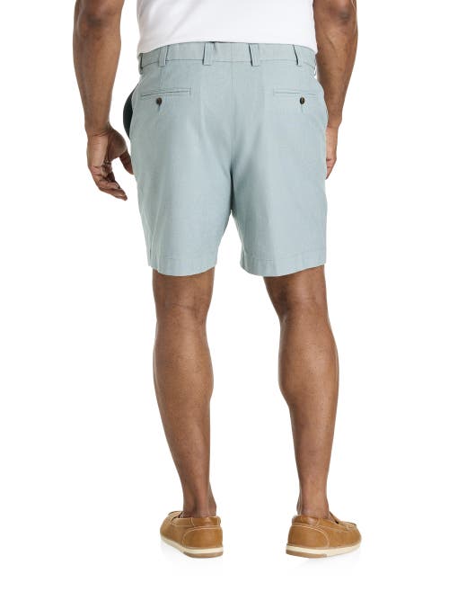 Oak Hill By Dxl Big & Tall Chambray Flat-front Shorts In Blue Spruce