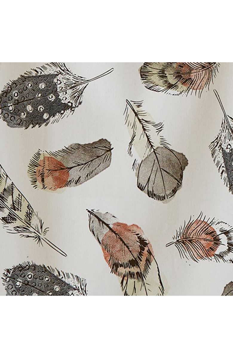 tag Set of 2 Floating Feather Print and Plaid Cotton Dishtowels, Alternate, color, Multicolored