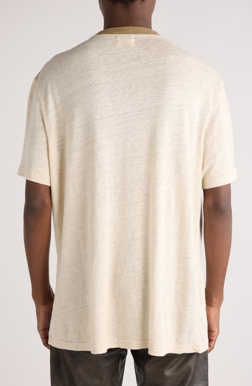 Shop Isabel Marant Honore Linen Graphic T-shirt In Ecru/sand