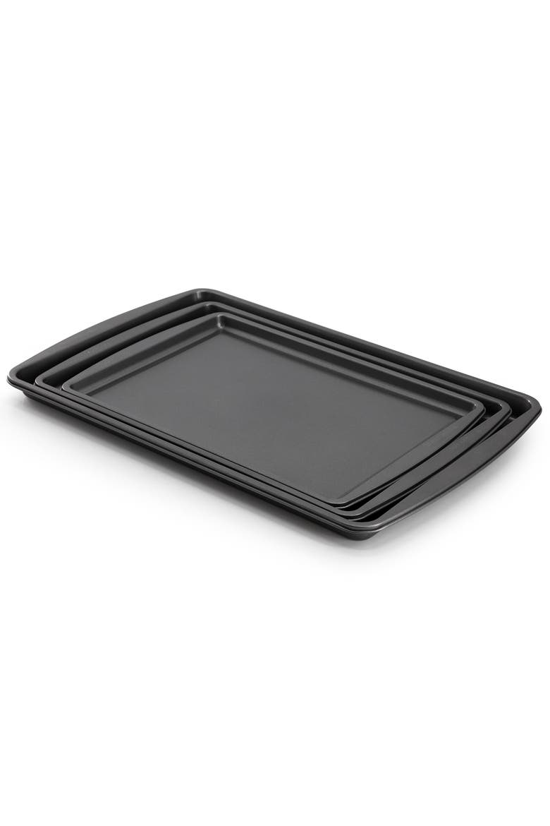 Love To Bake Nonstick Steel Jelly Roll 3 Piece Baking Sheet Set, Alternate, color, Grey