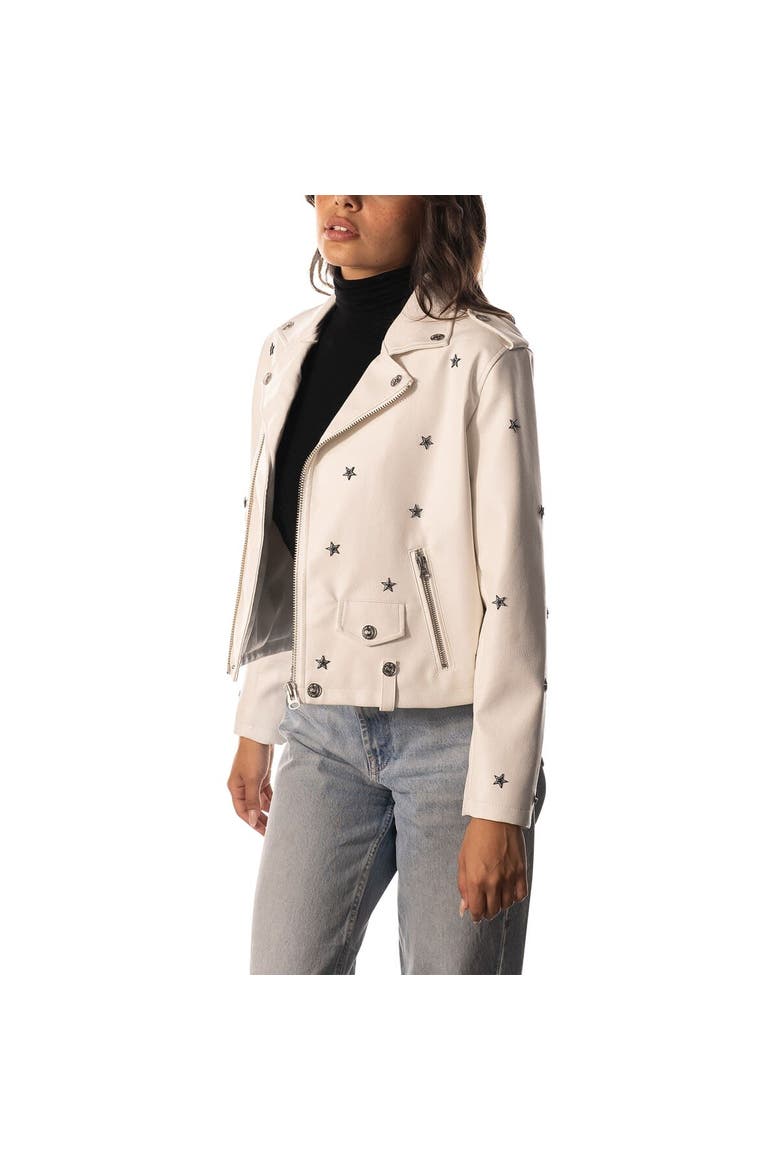 Women's The Wild Collective  White Dallas Cowboys Faux Leather Full-Zip Racing Jacket, Alternate, color, White