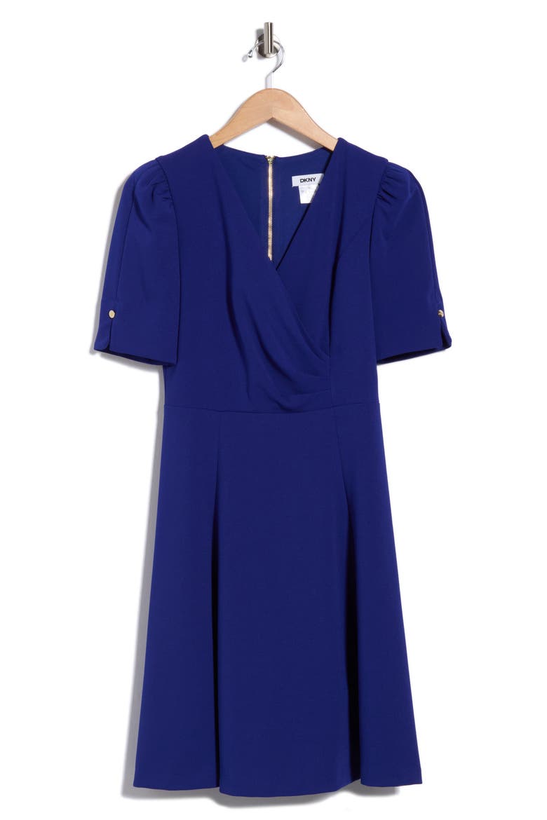 Short Sleeve Ruched Fit & Flare Dress, Alternate, color, MARINE