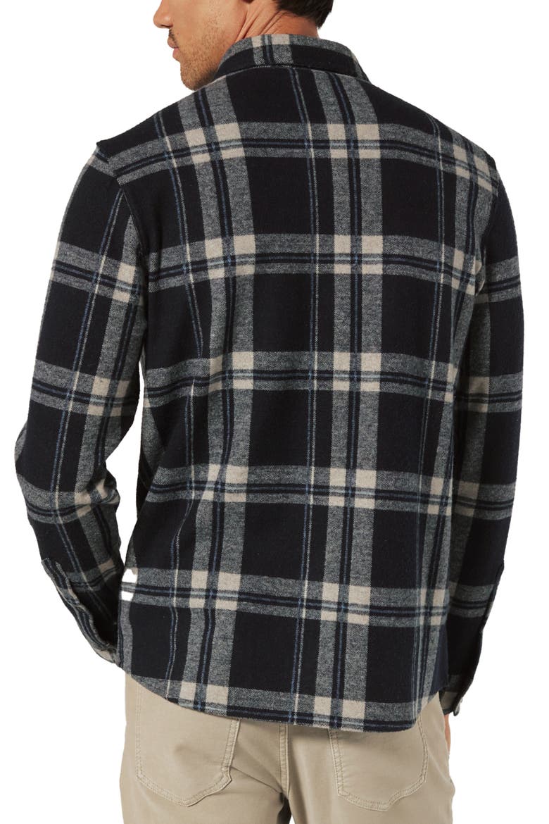 Generation Plaid Stretch Flannel Button-Up Overshirt, Alternate, color, NAVY