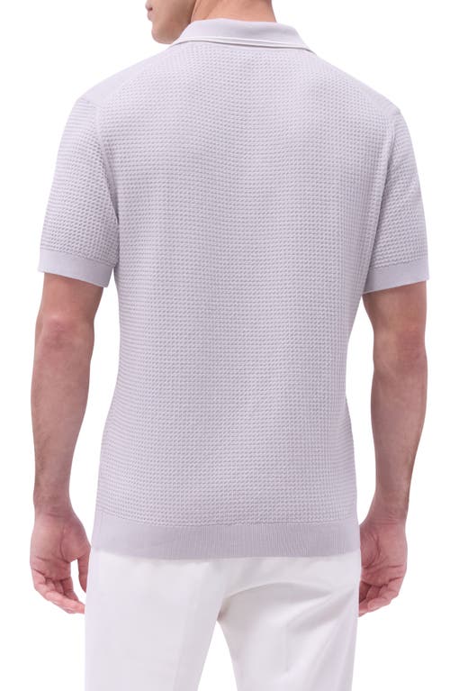 Bugatchi Tipped Johnny Collar Short Sleeve Sweater In Platinum