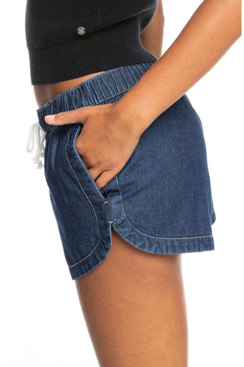 New Impossible Drawstring Cotton Denim Shorts, Alternate, color, DARK INDIGO