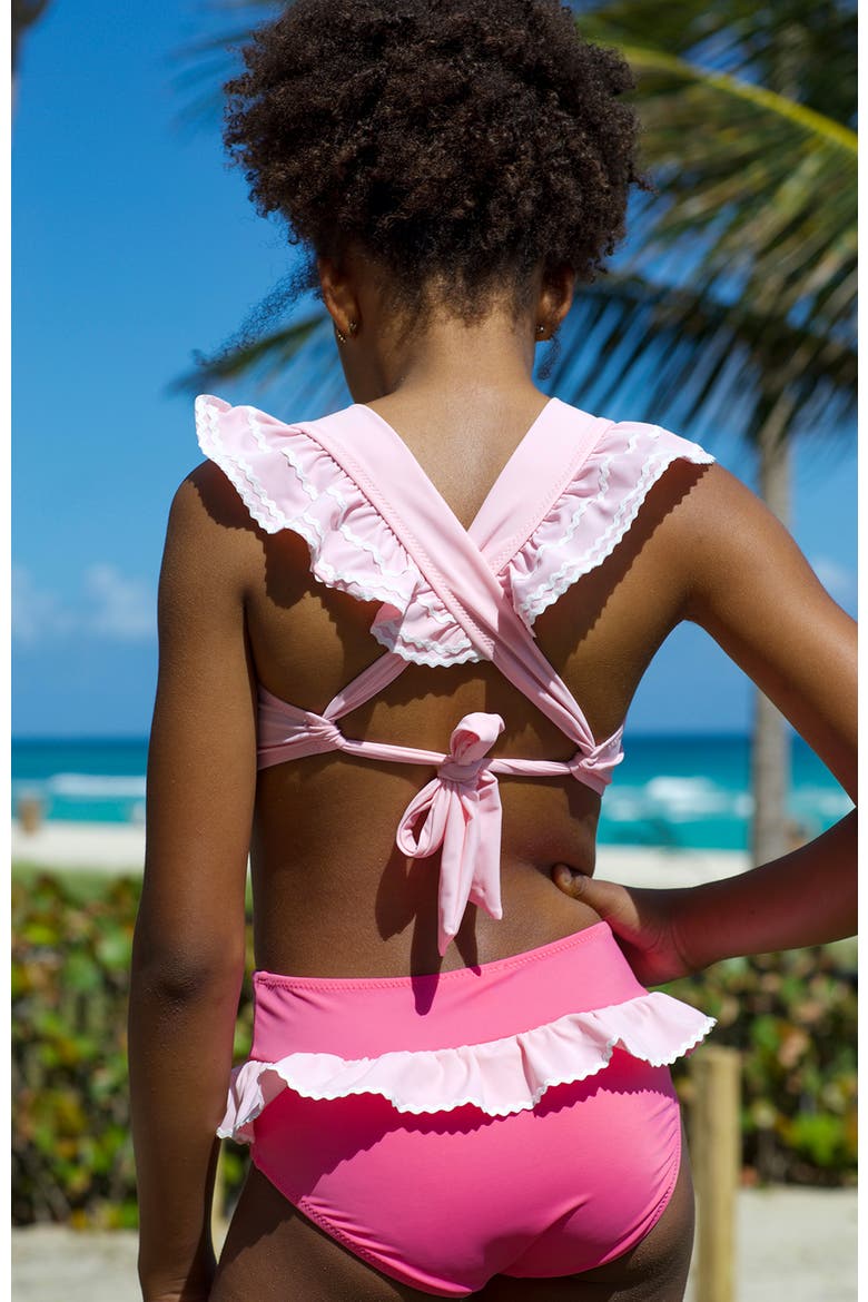 Ruffled Square-Neck with Ric-Rac Detail Two-Piece Swimsuit, Alternate, color, Pink