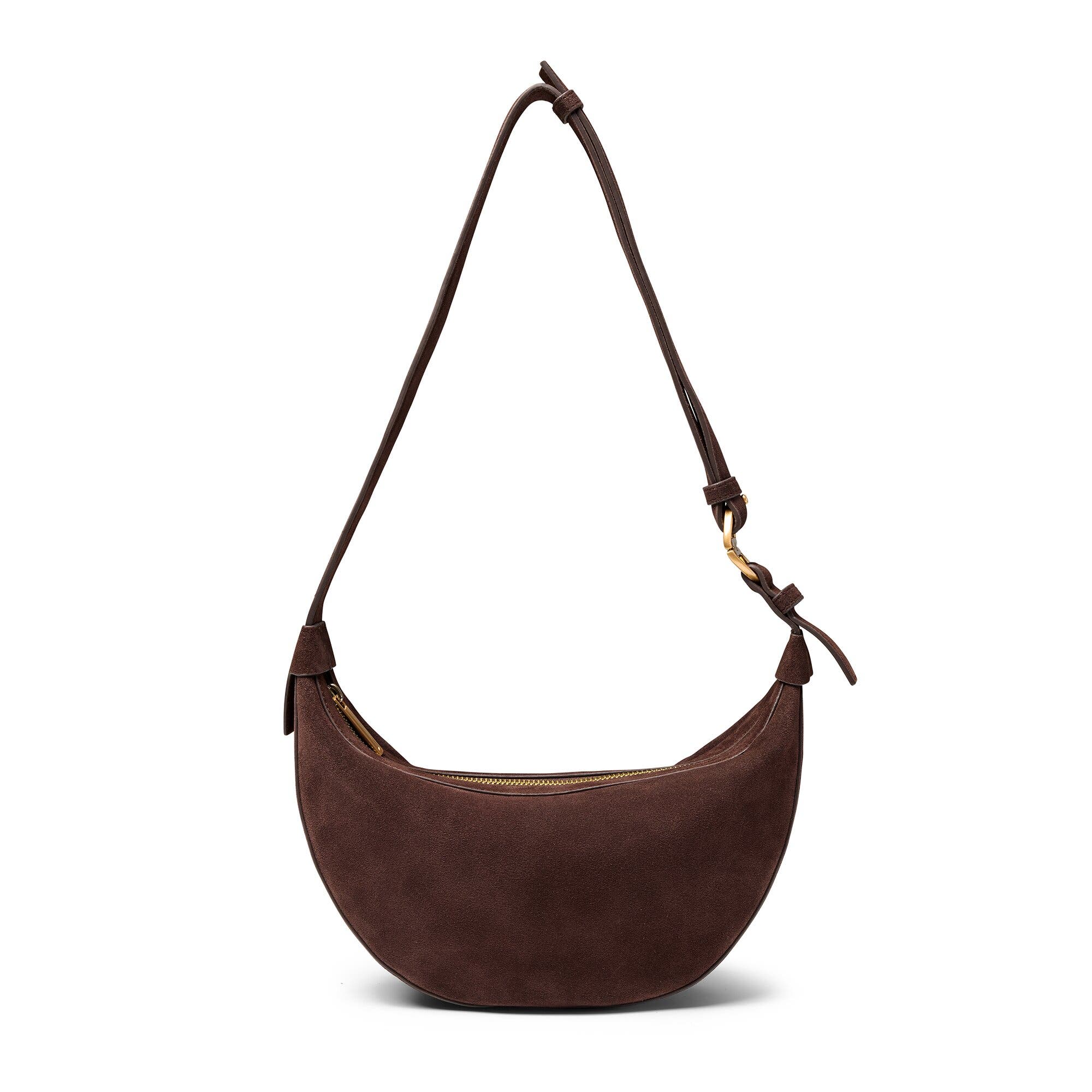 July Juliette Suede Luna Bag, Alternate, color, Espresso