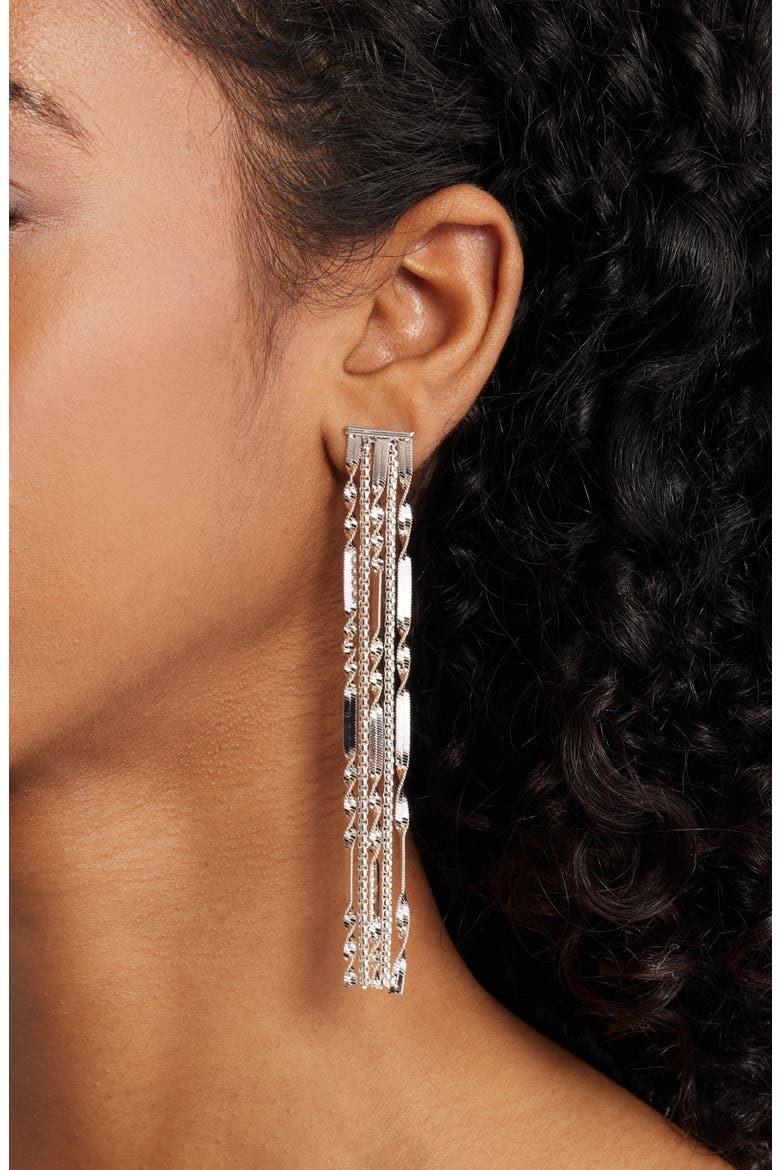 Fringe Earrings, Alternate, color, SILVER