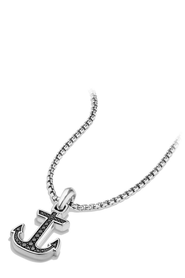 Maritime Anchor Amulet, Alternate, color, SILVER/ BLACK DIAMOND