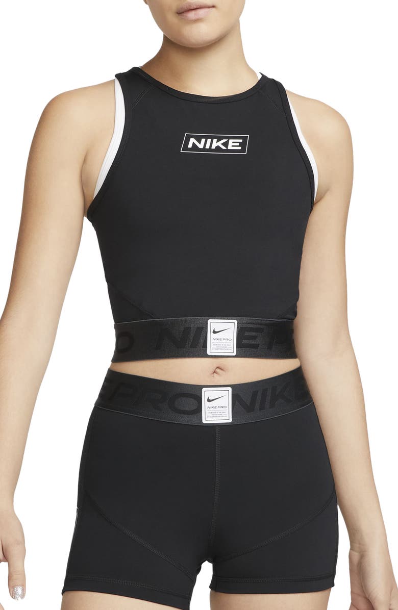 Nike Pro Dri-FIT Graphic Crop Tank, Main, color, 