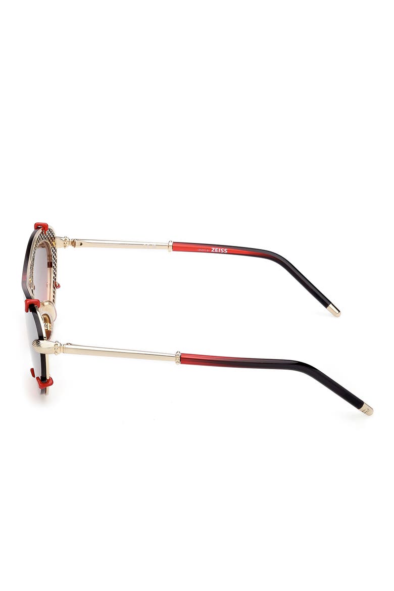 Oval Sunglasses, Alternate, color, PALE GOLD / ZEISS LENS RED