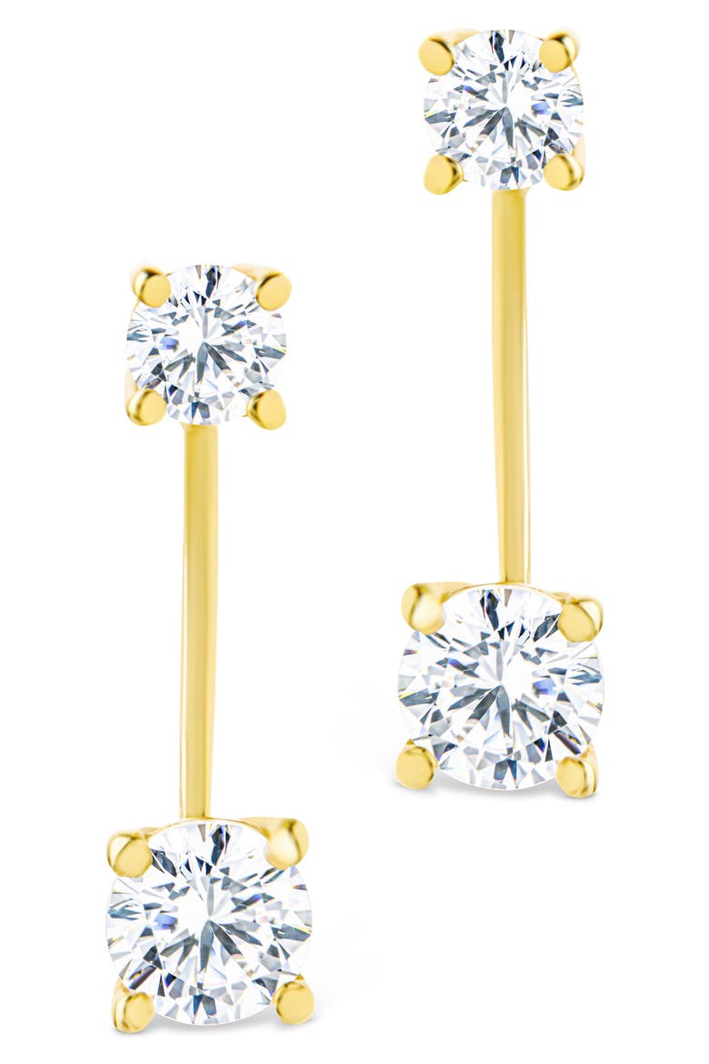 Brillant Cubic Zirconia Front/Back Drop Earrings, Alternate, color, GOLD