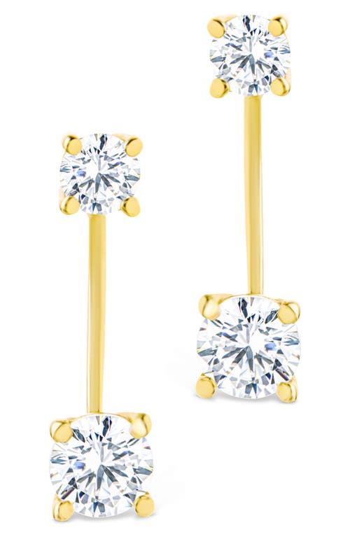 Sterling Forever Brillant Cubic Zirconia Front/back Drop Earrings In Gold